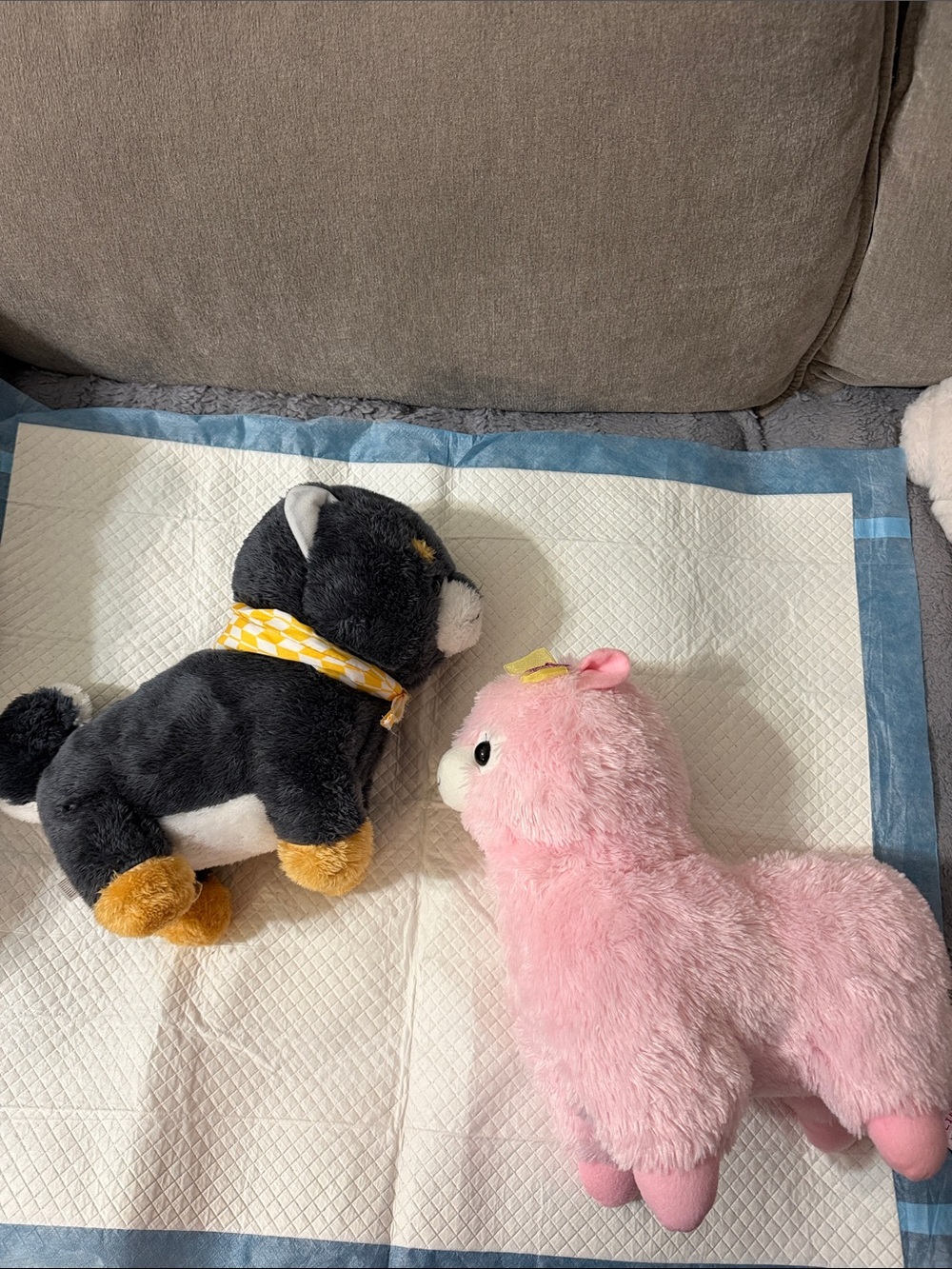 Plush Pink Alpaca & Black Dog Small Pet Plush Duo